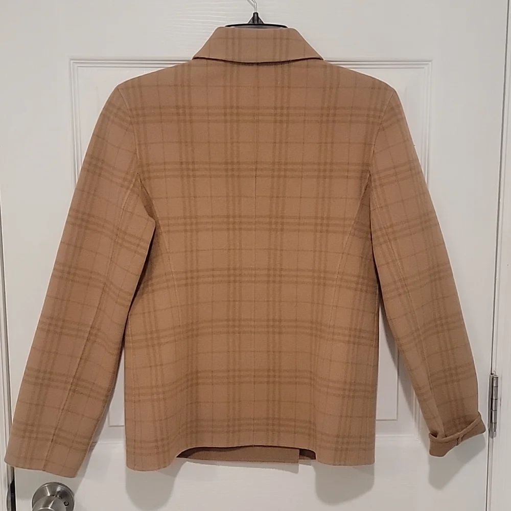 Carol Little szXS Double Breasted Wool Camel Plaid Jacket. BinG - Picture 3 of 9